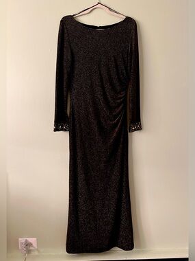 Patra by Joanna Chen Metallic Black & Gold Shimmery Sparkly Dress Size 12